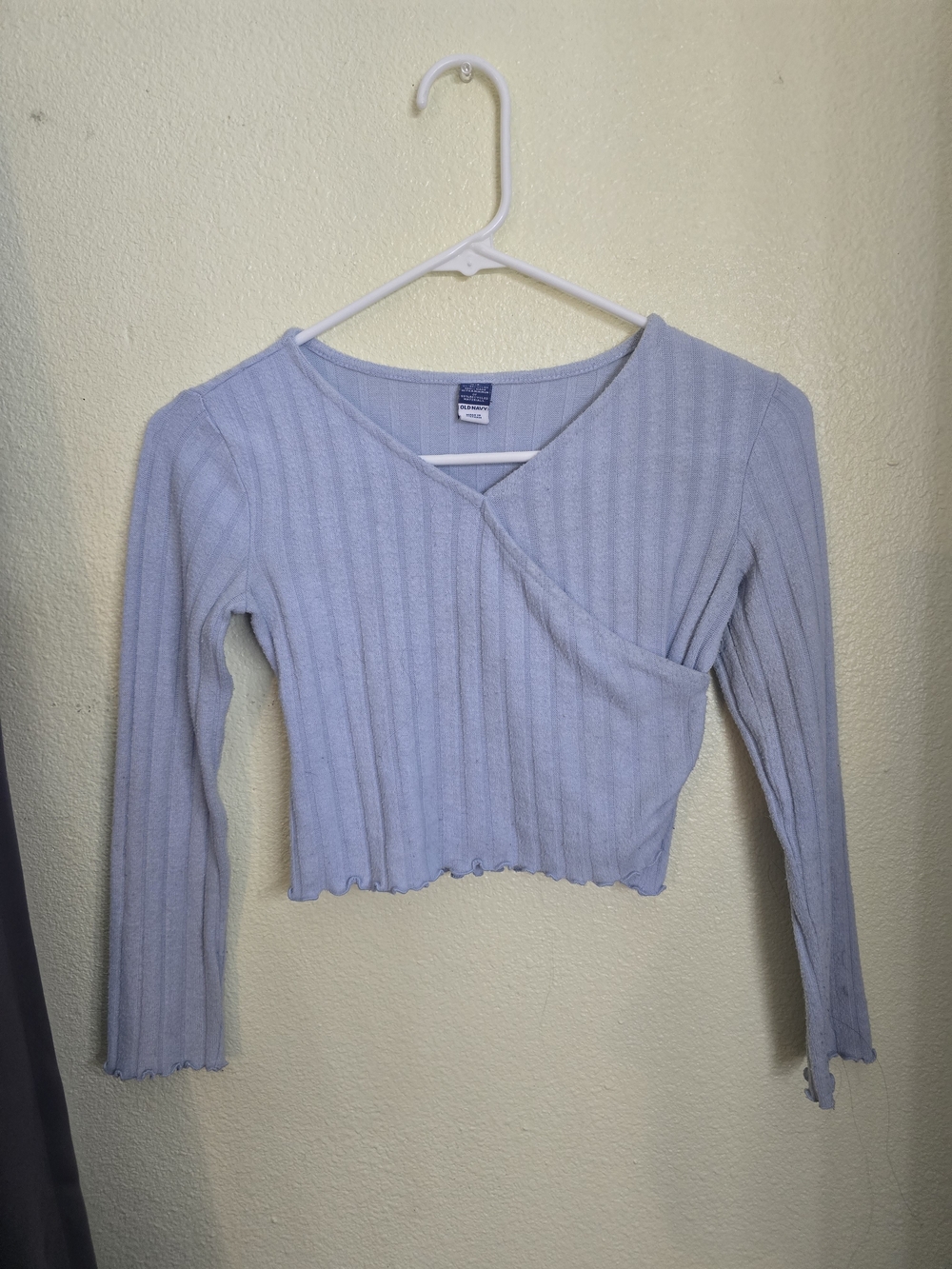 Old Navy Light Blue Ribbed Wrap Cropped Top